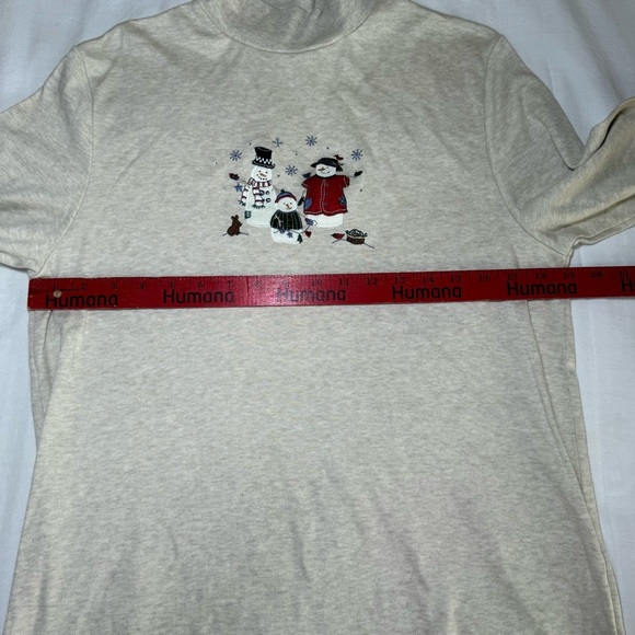 Vtg Croft & Barrow Womens Snowman Turtleneck 90's Y2K Size Medium Winter Holiday - Picture 5 of 7